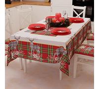 PETTI Artigiani Italiani - Table Cloth, Christmas Stain Resistant Table Cloth, Christmas Kitchen Table Cover Grey Reindeer Design X18 Seats (140 x 360 cm) 100% Made in Italy