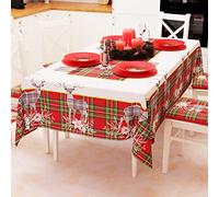 PETTI Artigiani Italiani - Table Cloth, Christmas Stain Resistant Table Cloth, Christmas Kitchen Table Cover Grey Reindeer Design X12 Seats (140 x 240 cm) 100% Made in Italy