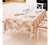 PETTI Artigiani Italiani - Table Cloth, Table Cloth, Kitchen Tablecloth in Cotton Design Lidia Red X6 Seats (140 x 180 cm) 100% Made in Italy