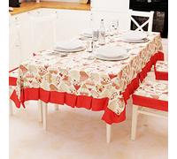 PETTI Artigiani Italiani - Table Cloth, Table Cloth, Table Cover, Plastic Tablecloth with Curly Cotton Design Red Hearts X12 Places (140x240cm) 100% Made in Italy