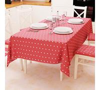 PETTI Artigiani Italiani - Table cloth, tablecloth, tablecloth for the kitchen made of cotton, heart motif, red X12 places (140 x 240 cm), 100% made in Italy