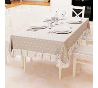 PETTI Artigiani Italiani - Tablecloth, Plastic Table Cover with Ruffles, Table Cover, Outdoor Waterproof Cotton Table Cover Grey Hearts Design X12 Seats (140 x 240 cm) 100% Made in Italy
