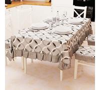 PETTI Artigiani Italiani - Tablecloth, Plastic Table Cover with Ruffles, Table Cover, Waterproof Outdoor Table Cover in Cotton Grey Circle Design X12 Seats (140 x 240 cm) 100% Made in Italy