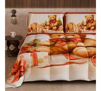PETTI Artigiani Italiani - Winter Christmas Double Duvet, Double-Sided Quilt, Solid Color and Xmas 3 Digital Print, Made in Italy