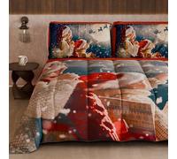 PETTI Artigiani Italiani - Winter Christmas Queen Size Quilt, Christmas Queen Size Duvet, Double-Sided Quilt with Solid Color and Digital Print Xmas 20, Made in Italy