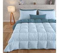 PETTI Artigiani Italiani - Winter Quilt 240x260 cm, Reversible Indigo Powder Blue, Microfibre, Made in Italy
