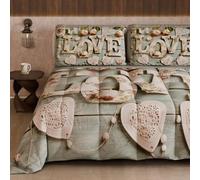 PETTI Artigiani Italiani - Winter Quilt, Double Sided Double Duvet Plain and Digital Print, Shabby 04 318, 100% Microfibre, Made in Italy