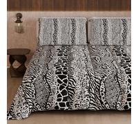 PETTI Artigiani Italiani - Winter Quilt for a Double Bed and a Half Quarter, Solid Colour and Digital Animal Print 05, Made in Italy