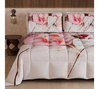 PETTI Artigiani Italiani - Winter Quilt, Queen Size Duvet, Double Sided Quilt Solid Colour and Digital Print Country Chic, Made in Italy