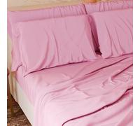 PETTI Italian Artisans - 4-Piece Maxi Double Bed Sheet Set, Soft and Breathable, Complete Bed Set with Top Sheet, Fitted Sheet with Elasticated Corners and 2 Pillowcases Light Pink Sheets