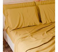 PETTI Italian Artisans - 4-Piece Maxi Double Bed Sheet Set, Soft and Breathable, Complete Bed Set with Top Sheet, Fitted Sheet with Elasticated Corners and 2 Pillowcases, Yellow Sheets