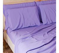 PETTI Italian Artisans - 4-Piece Maxi Double Bed Sheet Set, Soft and Breathable, Complete Bed Set with Top Sheet, Fitted Sheet with Elasticated Corners and 2 Pillowcases, Lilac Sheets