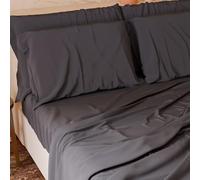 PETTI Italian Artisans - 4-Piece Maxi Double Bed Sheet Set, Soft and Breathable, Complete Bed Set with Top Sheet, Fitted Sheet with Elasticated Corners and 2 Pillowcases, Grey Sheets