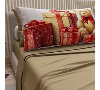 PETTI Italian Artisans - Cotton Sheets with Christmas Digital Print Pillowcases, Christmas Double Bed Sheets, Christmas Double Bed Set, Teddy Bear 02 Dove Grey, 100% Made in Italy