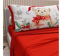 PETTI Italian Artisans - Cotton Sheets with Christmas Digital Print Pillowcases, Christmas Double Sheets, Maxi Double Bed Set, Xmas 16 Red, 100% Made in Italy