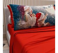 PETTI Italian Artisans - Cotton Sheets with Christmas Digital Print Pillowcases, Christmas Double Sheets, Christmas Double Bed Set, Xmas 20 Red, 100% Made in Italy