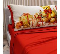 PETTI Italian Artisans - Cotton Sheets with Christmas Digital Print Pillowcases, Christmas Queen Size Sheets, Christmas Bed Set, Xmas 3 Red, 100% Made in Italy