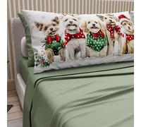 PETTI Italian Artisans - Cotton Sheets with Christmas Digital Print Pillowcases, Christmas Queen Size Sheets, Christmas Bed Set, Xmas 9 Green, 100% Made in Italy