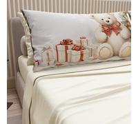 PETTI Italian Artisans - Cotton Sheets with Christmas Digital Print Pillowcases, Christmas Single Sheets, Christmas Single Bed Set, Teddy Bear 01 Cream, 100% Made in Italy