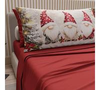 PETTI Italian Artisans - Cotton Sheets with Christmas Digital Print Pillowcases, Christmas Single Sheets, Christmas Single Bed Set, Gnome 03 Bordeaux, 100% Made in Italy
