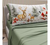 PETTI Italian Artisans - Cotton Sheets with Christmas Digital Print Pillowcases, Christmas Single Sheets, Christmas Single Bed Set, Xmas 17 Green, 100% Made in Italy