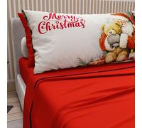 PETTI Italian Artisans - Cotton Sheets with Christmas Digital Print Pillowcases, Christmas Single Sheets, Christmas Single Bed Set, Xmas 12 Red, 100% Made in Italy