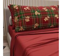 PETTI Italian Artisans - Cotton Sheets with Christmas Digital Print Pillowcases, Christmas Single Sheets, Christmas Single Bed Set, Tartan Teddy Bear, 100% Made in Italy