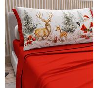 PETTI Italian Artisans - Cotton Sheets with Christmas Digital Print Pillowcases, Christmas Single Sheets, Christmas Single Bed Set, Xmas 17 Red, 100% Made in Italy