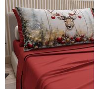 PETTI Italian Artisans - Cotton Sheets with Christmas Digital Print Pillowcases, Double Christmas Sheets, Christmas Bed Set, Bordeaux Reindeer, 100% Made in Italy
