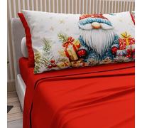 PETTI Italian Artisans - Cotton Sheets with Christmas Digital Print Pillowcases, French Queen Size Christmas Sheets, Christmas Bed Set, Xmas 14 Red, 100% Made in Italy