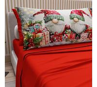 PETTI Italian Artisans - Cotton Sheets with Christmas Digital Print Pillowcases, French Queen Size Christmas Sheets, Christmas Bed Set, Xmas 11 Red, 100% Made in Italy