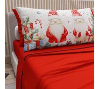 PETTI Italian Artisans - Cotton Sheets with Christmas Digital Print Pillowcases, French Queen Size Christmas Sheets, Christmas Bed Set, Xmas 6 Red, 100% Made in Italy