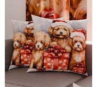 PETTI Italian Artisans - Pair of 45x45 cm Microfiber Cushion Covers, Christmas Pillow Cases, Christmas Decor Cushions for Bedroom, Sofa, Living Room, Set of 2 Cushion Covers, Dog Pillow Case