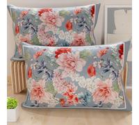 PETTI Italian Artisans - Pair of 50x30 cm Microfiber Cushion Covers, Decorative Pillows for Bedroom, Sofa, Living Room, Set of 2 Cushion Covers, 19 Light Blue Floral Pillow Case, 100% Made in Italy