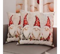 PETTI Italian Artisans - Pair of 60x60 cm Microfiber Cushion Covers, Christmas Pillow Cases, Christmas Decor Cushions for Bedroom, Sofa, Living Room, Set of 2 Cushion Covers, Gnome Pillow Case 03