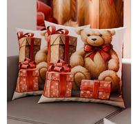 PETTI Italian Artisans - Pair of 80x80 cm Microfiber Cushion Covers, Christmas Pillow Cases, Christmas Decor Cushions for Bedroom, Sofa, Living Room, Set of 2 Cushion Covers, Teddy Bear Pillow Case 02