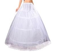 Petticoat 3 Hoop 1 Layer Wedding Hoop Skirt Wedding Crinoline Hoop Underskirt White lace Petticoat Underskirt Full Slips a line Petticoat for Wedding Dress Prom Dress White Petticoat Adjust Hoops