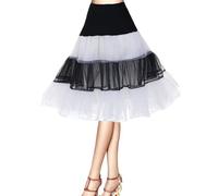 Petticoat 50s Retro Underskirt for Women Vintage A-line Crinoline Half Slips Hoopless Tutu 1950s Swing Vintage Petticoat Tutu Retro Vintage Underskirt White-Black