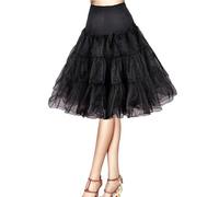 Petticoat 50s Retro Underskirt for Women Vintage A-line Crinoline Half Slips Hoopless Tutu 1950s Swing Vintage Petticoat Tutu Retro Vintage Underskirt Black