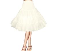 Petticoat 50s Retro Underskirt for Women Vintage A-line Crinoline Half Slips Hoopless Tutu 1950s Swing Vintage Petticoat Tutu Retro Vintage Underskirt Ivory