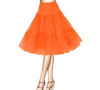 Petticoat 50s Retro Underskirt for Women Vintage A-line Crinoline Half Slips Hoopless Tutu 1950s Swing Vintage Petticoat Tutu Retro Vintage Underskirt Orange