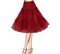 Petticoat 50s Retro Underskirt for Women Vintage A-line Crinoline Half Slips Hoopless Tutu 1950s Swing Vintage Petticoat Tutu Retro Vintage Underskirt Burgundy