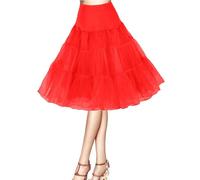 Petticoat 50s Retro Underskirt for Women Vintage A-line Crinoline Half Slips Hoopless Tutu 1950s Swing Vintage Petticoat Tutu Retro Vintage Underskirt Red