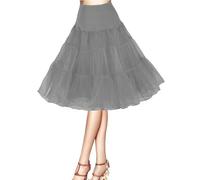 Petticoat 50s Retro Underskirt for Women Vintage A-line Crinoline Half Slips Hoopless Tutu 1950s Swing Vintage Petticoat Tutu Retro Vintage Underskirt Grey