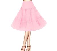 Petticoat 50s Retro Underskirt for Women Vintage A-line Crinoline Half Slips Hoopless Tutu 1950s Swing Vintage Petticoat Tutu Retro Vintage Underskirt Pink