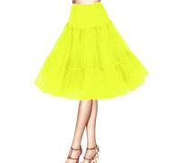 Petticoat 50s Retro Underskirt for Women Vintage A-line Crinoline Half Slips Hoopless Tutu 1950s Swing Vintage Petticoat Tutu Retro Vintage Underskirt Lemon