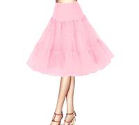 Petticoat 50s Tutu Crinoline Hoopless Underskirt Slips a line Retro Dress 1950s Vintage Petticoat Rockabilly Women Skirt Petticoat Retro Vintage Skirt Half Slips for Women(Pink1,24)