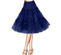 Petticoat 50s Tutu Crinoline Hoopless Underskirt Slips a line Retro Dress 1950s Vintage Rockabilly Petticoats Womens Skirts petticoat 50s Retro Vintage Skirt Half-Slips for Women(Navyblue,12)