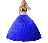 Petticoat Crinoline 6 Hoop Underskirt Full A-line 6 Rings Floor-length Skirt Half Slips Adjustable the Hoops for Shaping Wedding Bridal Dress Party Prom Skirts Ball Gown Princess Costume(Blue,8)