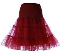 Petticoat Half Slips Underskirt 50's Retro Vintage Swing Petticoats Skirt 1950's Rockabilly Tutu Crinoline Hoopless Tutu Retro Petticoats Wedding Petticoat Burgandy